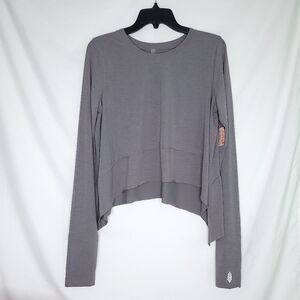 FREE PEOPLE MOVEMENT Breezy Tempo Long Sleeve Gray Athletic Top MEDIUM (NWT)